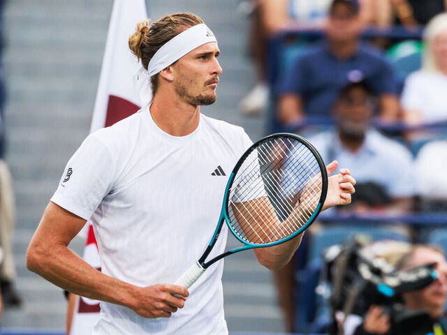 TORONTO, ON - AUGUST 04: Alexander Zverev (GER) is seen before a quarterfinal men's singles match at the ATP National Bank Open on August 04, 2025, at Sobeys Stadium in Toronto, ON