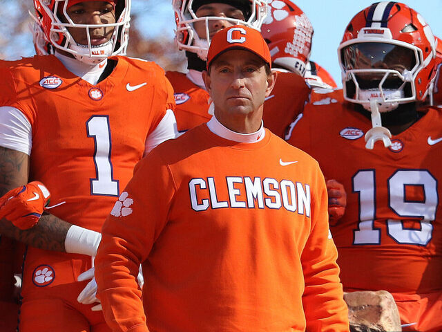 CLEMSON, SC - NOVEMBER 30: Clemson Tigers head coach Dabo Swinney during a college football game between the South Carolina Gamecocks and the Clemson Tigers on November 30, 2024 at Clemson Memorial Stadium in Clemson, S.C.