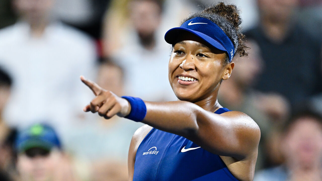 MONTREAL, CANADA - AUGUST 05: Naomi Osaka of Japan celebrates her victory against Elina Svitolina of Ukraine during their quarterfinals singles women's match on Day Ten of the WTA 1000 National Bank Open at IGA Stadium on August 5, 2025 in Montreal, Quebec, Canada.
