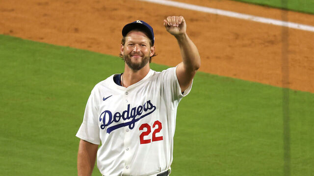 LOS ANGELES, CALIFORNIA - JULY 02: Clayton Kershaw #22 of the Los Angeles Dodgers celebrates after striking out Vinny Capra #41 of the Chicago White Sox during the sixth inning to record his 3,000th career strikeout at Dodger Stadium on July 02, 2025 in Los Angeles, California.