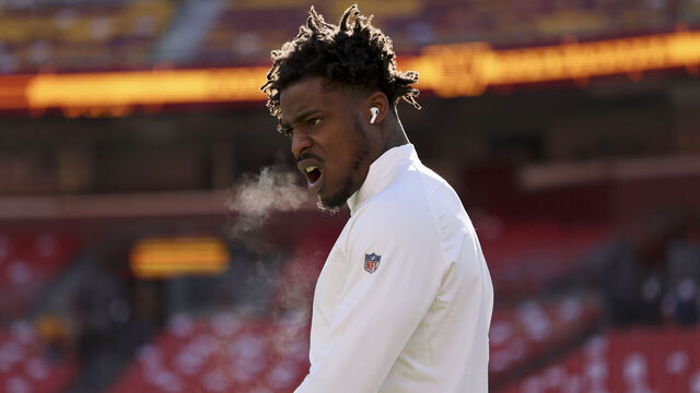 LANDOVER, MARYLAND - DECEMBER 22: C.J. Gardner-Johnson #8 of the Philadelphia Eagles looks on prior to a game against the Washington Commanders at Northwest Stadium on December 22, 2024 in Landover, Maryland. The Commanders defeated the Eagles 36-33. (Kara Durrette/Getty Images)