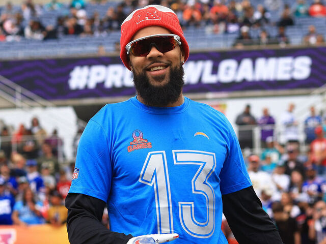 ORLANDO, FLORIDA - FEBRUARY 04: Keenan Allen #13 of the Los Angeles Chargers and AFC reacts as he runs onto the field prior to the 2024 NFL Pro Bowl Games at Camping World Stadium on February 04, 2024 in Orlando, Florida.