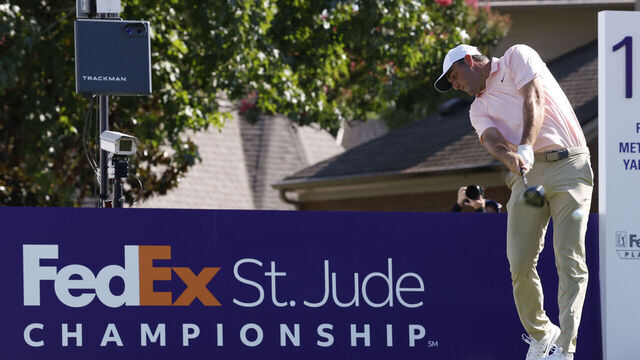 MEMPHIS, TN - AUGUST 07: Scottie Scheffler of United States hits his tee shot on No. 18 during the first round of the FedEx St. Jude Championship, August 7, 2025, at TPC Southward in Memphis, Tennessee.
