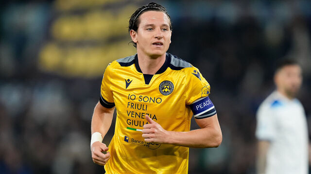 Florian Thauvin of Udinese Calcio looks on during the Serie A Enilive match between SS Lazio and Udinese Calcio at Stadio Olimpico on March 10, 2025 in Rome, Italy.
