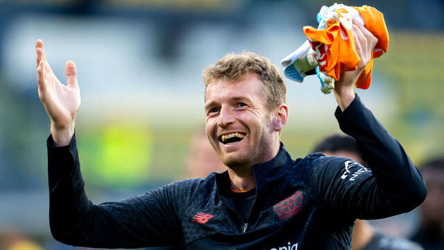 SITTARD, NETHERLANDS - AUGUST 1: goalkeeper Lukas Hradecky of Bayer 04 Leverkusen during the Pre-Season Friendly match between Fortuna Sittard and Bayer 04 Leverkusen at Fortuna Sittard Stadion on August 1, 2025 in Sittard, Netherlands.