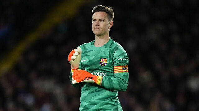 Marc-Andre ter Stegen goalkeeper of Barcelona and Germany during the LaLiga EA Sports match between FC Barcelona and Granada CF at Estadi Olimpic Lluis Companys on February 11, 2024 in Barcelona, Spain.