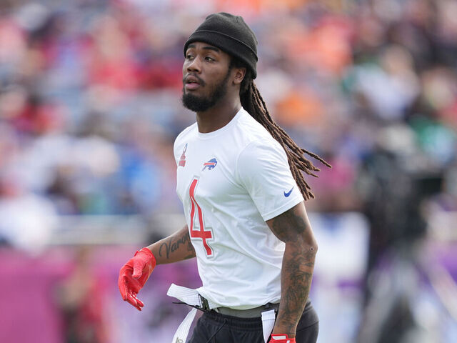 ORLANDO, FLORIDA - FEBRUARY 02: James Cook #4 of the Buffalo Bills and AFC on the field during the 2025 NFL Pro Bowl Games at Camping World Stadium on February 02, 2025 in Orlando, Florida.
