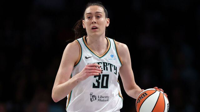 NEW YORK, NEW YORK - JULY 03: Breanna Stewart #30 of the New York Liberty in action during the game against the Los Angeles Sparks at Barclays Center on July 03, 2025 in the Brooklyn borough of New York City. The Liberty won 89-79.