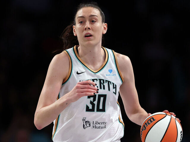 NEW YORK, NEW YORK - JULY 03: Breanna Stewart #30 of the New York Liberty in action during the game against the Los Angeles Sparks at Barclays Center on July 03, 2025 in the Brooklyn borough of New York City. The Liberty won 89-79.
