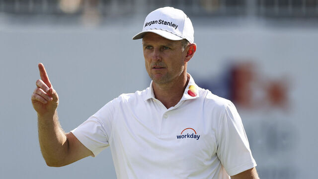 MEMPHIS, TENNESSEE - AUGUST 10: Justin Rose of England reacts after making a birdie on the 17th hole during the final round of the FedEx St. Jude Championship 2025 at TPC Southwind on August 10, 2025 in Memphis, Tennessee.