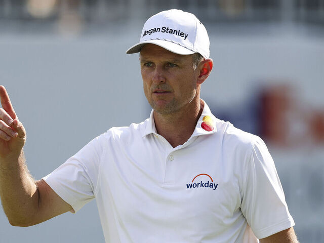 MEMPHIS, TENNESSEE - AUGUST 10: Justin Rose of England reacts after making a birdie on the 17th hole during the final round of the FedEx St. Jude Championship 2025 at TPC Southwind on August 10, 2025 in Memphis, Tennessee.