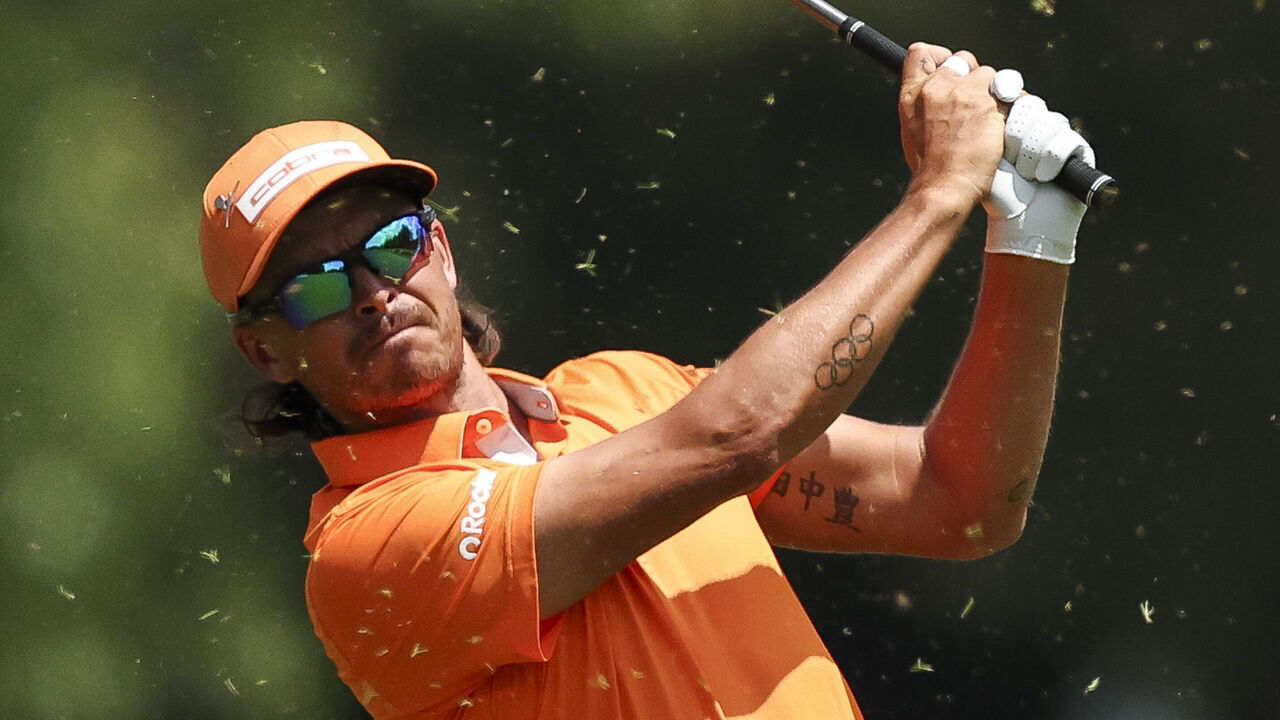 MEMPHIS, TENNESSEE - AUGUST 10: Rickie Fowler hits an approach shot on the first hole during the final round of the FedEx St. Jude Championship 2025 at TPC Southwind on August 10, 2025 in Memphis, Tennessee.