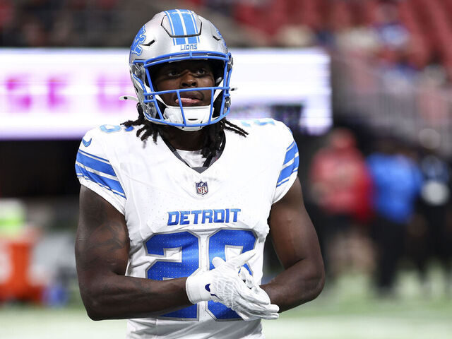 ATLANTA, GEORGIA - AUGUST 8: Morice Norris #26 of the Detroit Lions warms up prior to an NFL preseason football game against the Atlanta Falcons at Mercedes-Benz Stadium on August 8, 2025 in Atlanta, Georgia.