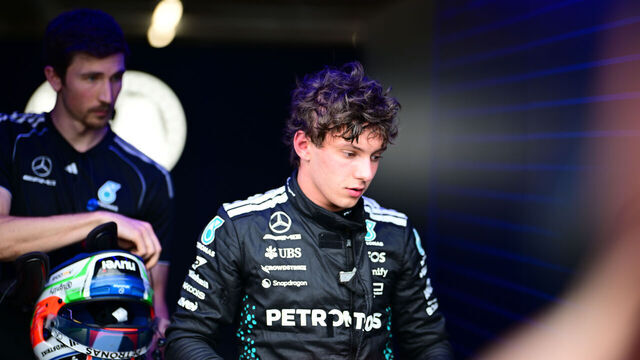 Andrea Kimi Antonelli of the Mercedes-AMG Petronas F1 Team looks on during the qualifying of the Hungarian GP, the 14th round of the Formula 1 World Championship, in Hungaroring, Mogyorod, Central Hungary, Hungary, on August 2, 2025.