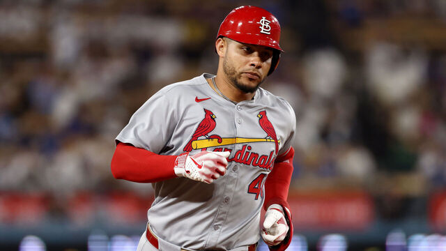 LOS ANGELES, CALIFORNIA - AUGUST 05: Willson Contreras #40 of the St. Louis Cardinals runs around the bases after hitting a home run during the eighth inning against the Los Angeles Dodgers at Dodger Stadium on August 05, 2025 in Los Angeles, California.