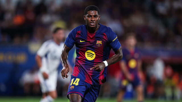 BARCELONA, SPAIN - AUGUST 10: Marcus Rashford of FC Barcelona follows the action during the Joan Gamper Trophy match between FC Barcelona and Como1907 at Estadi Johan Cruyff on August 10, 2025 in Barcelona, Spain.