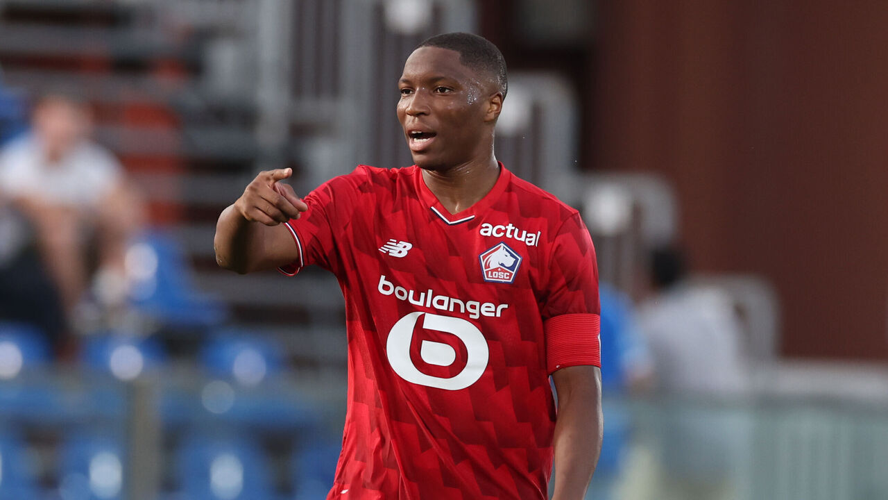 COMO, ITALY - JULY 18: Bafode Diakite of Lille in action during the friendly match between Como and Lille at Giuseppe Sinigaglia Stadium on July 18, 2025 in Como, Italy.