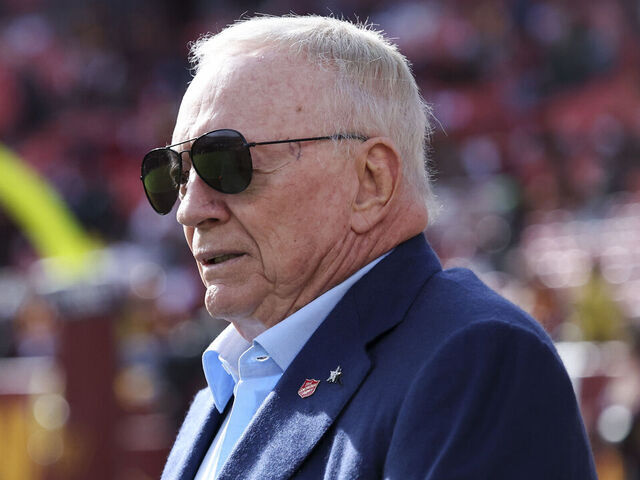 LANDOVER, MARYLAND - NOVEMBER 24: Jerry Jones, owner of the Dallas Cowboys, is seen on the field prior to a game against the Washington Commanders at Northwest Stadium on November 24, 2024 in Landover, Maryland. The Cowboys defeated the Commanders 34-26. (Kara Durrette/Getty Images)