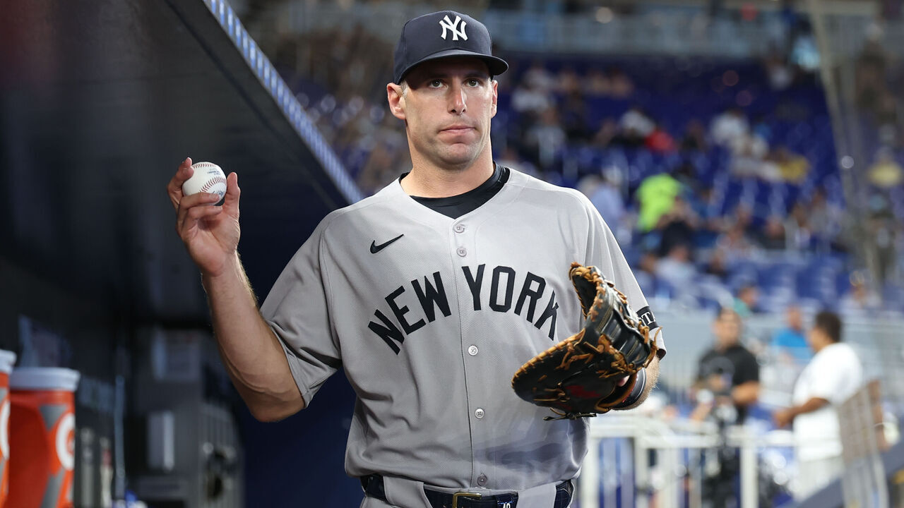 MIAMI, FL - AUGUST 01: New York Yankees first base Paul Goldschmidt (48) was through the dugout before the game between the New York Yankees and the Miami Marlins on Friday, August 1, 2025 at LoanDepot Park in Miami, FL