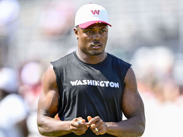 ASHBURN, VA - AUGUST 2 : Washington Commanders wide receiver Terry McLaurin walks onto the field at the conclusion of practice. McLaurin is without a contract and doesn't participate with the team during training camp in Ashburn, VA on August 2, 2025.