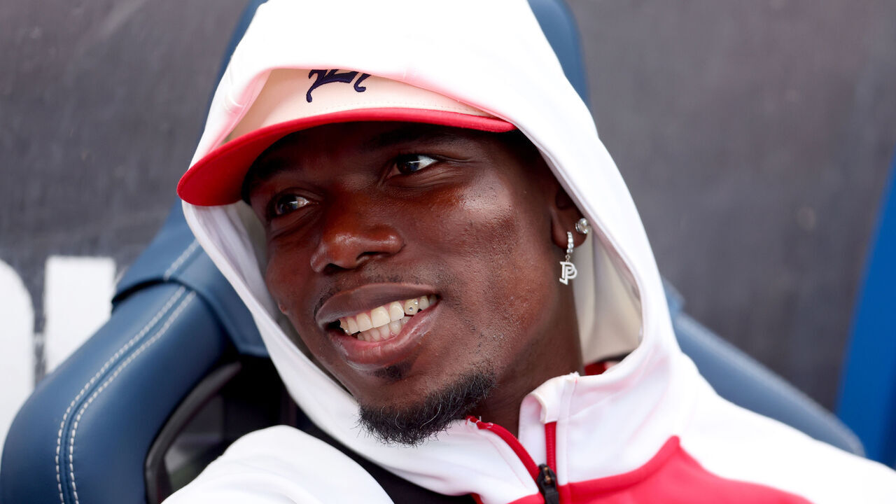 CHESTERFIELD, ENGLAND - JULY 19: Paul Pogba of AS Monaco in the dugout ahead of the pre-season friendly match between Nottingham Forest and AS Monaco at SMH Group Stadium on July 19, 2025 in Chesterfield, England.