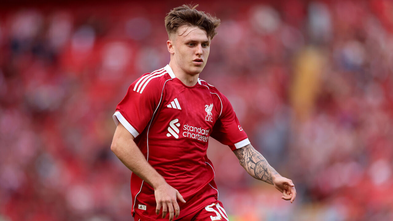 LIVERPOOL, ENGLAND - AUGUST 04: Ben Doak of Liverpool during the pre-season friendly match between Liverpool v Athletic Club Bilbao at Anfield on August 04, 2025 in Liverpool, England.