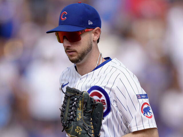 CHICAGO, ILLINOIS - AUGUST 17: Kyle Tucker #30 of the Chicago Cubs exits the field of play in a game against the Pittsburgh Pirates at Wrigley Field on August 17, 2025 in Chicago, Illinois.