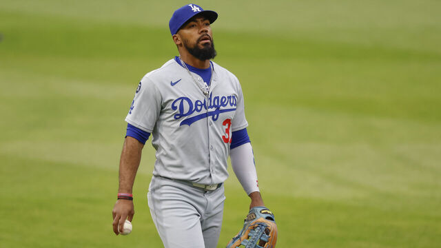 PHILADELPHIA, PENNSYLVANIA - APRIL 5: Teoscar Hernandez #37 of the Los Angeles Dodgers in the outfield in the first inning against the Philadelphia Phillies at Citizens Bank Park on April 5, 2025 in Philadelphia, Pennsylvania.