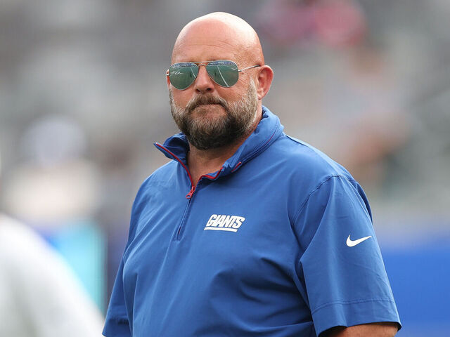 EAST RUTHERFORD, NEW JERSEY - AUGUST 16: Head coach Brian Daboll of the New York Giants looks on before a NFL Preseason 2025 game between New York Jets and New York Giants at MetLife Stadium on August 16, 2025 in East Rutherford, New Jersey.