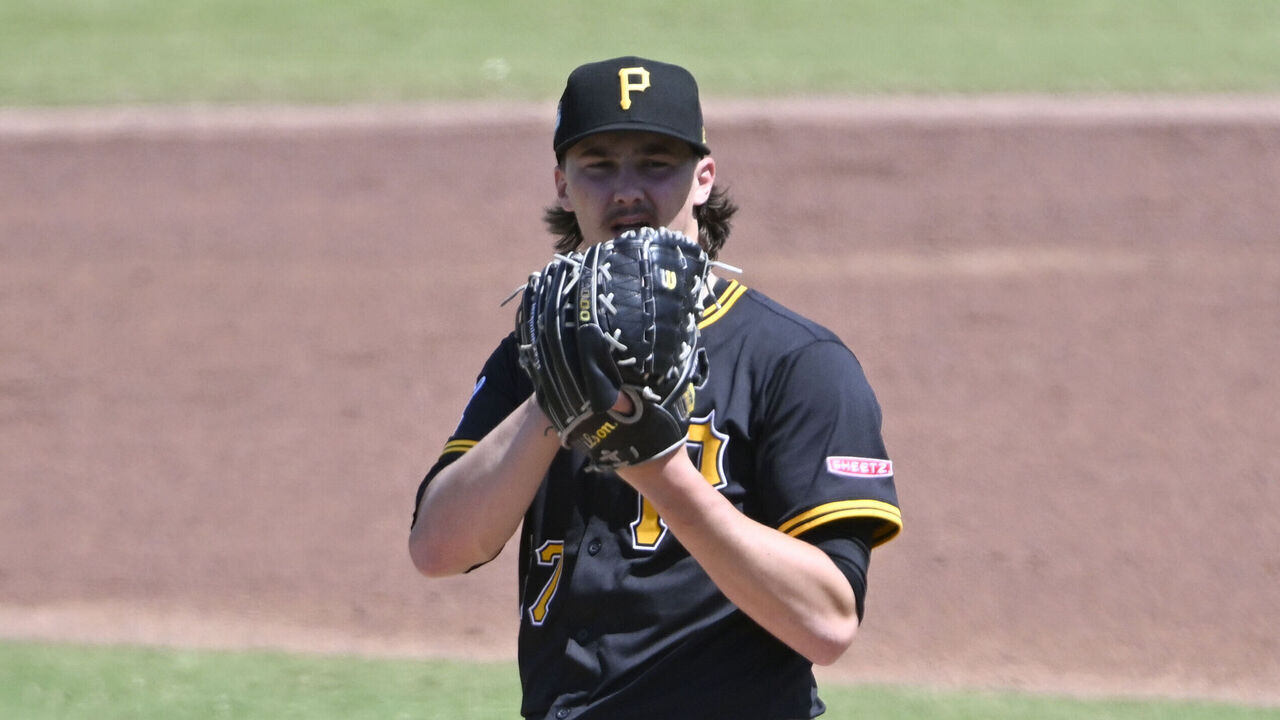 CLEARWATER, FLORIDA - MARCH 14, 2025: Bubba Chandler #57 of the Pittsburgh Pirates pitches during the second inning of a Spring Breakout game against the Philadelphia Phillies at BayCare Ballpark on March 14, 2025 in Clearwater, Florida.