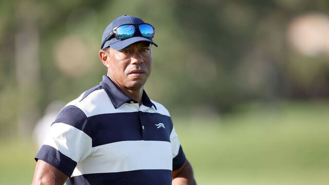 DALLAS, TEXAS - JULY 21: Tiger Woods watches his son Charlie Woods play during the first round of the U.S. Junior Amateur at Brook Hollow Golf Club on July 21, 2025 in Dallas, Texas.