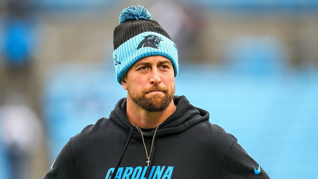 CHARLOTTE, NORTH CAROLINA - DECEMBER 15: Adam Thielen #19 of the Carolina Panthers looks on before playing the Dallas Cowboys at Bank of America Stadium on December 15, 2024 in Charlotte, North Carolina.