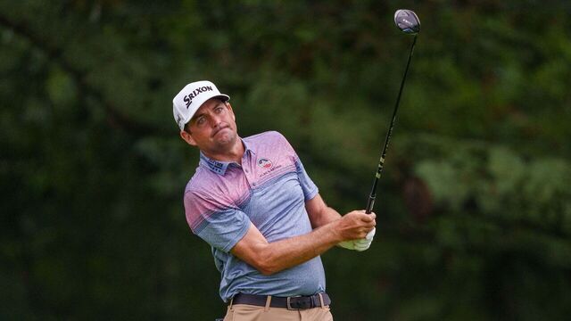 ATLANTA, GEORGIA - AUGUST 22: Keegan Bradley of the United States plays his shot during the second round of the TOUR Championship 2025 at East Lake Golf Club on August 22, 2025 in Atlanta, Georgia.