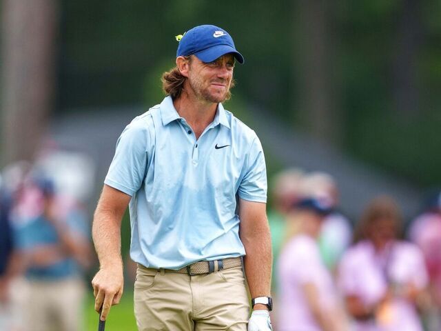 ATLANTA, GEORGIA - AUGUST 24: Tommy Fleetwood of England reacts to a play during the final round of the TOUR Championship 2025 at East Lake Golf Club on August 24, 2025 in Atlanta, Georgia.