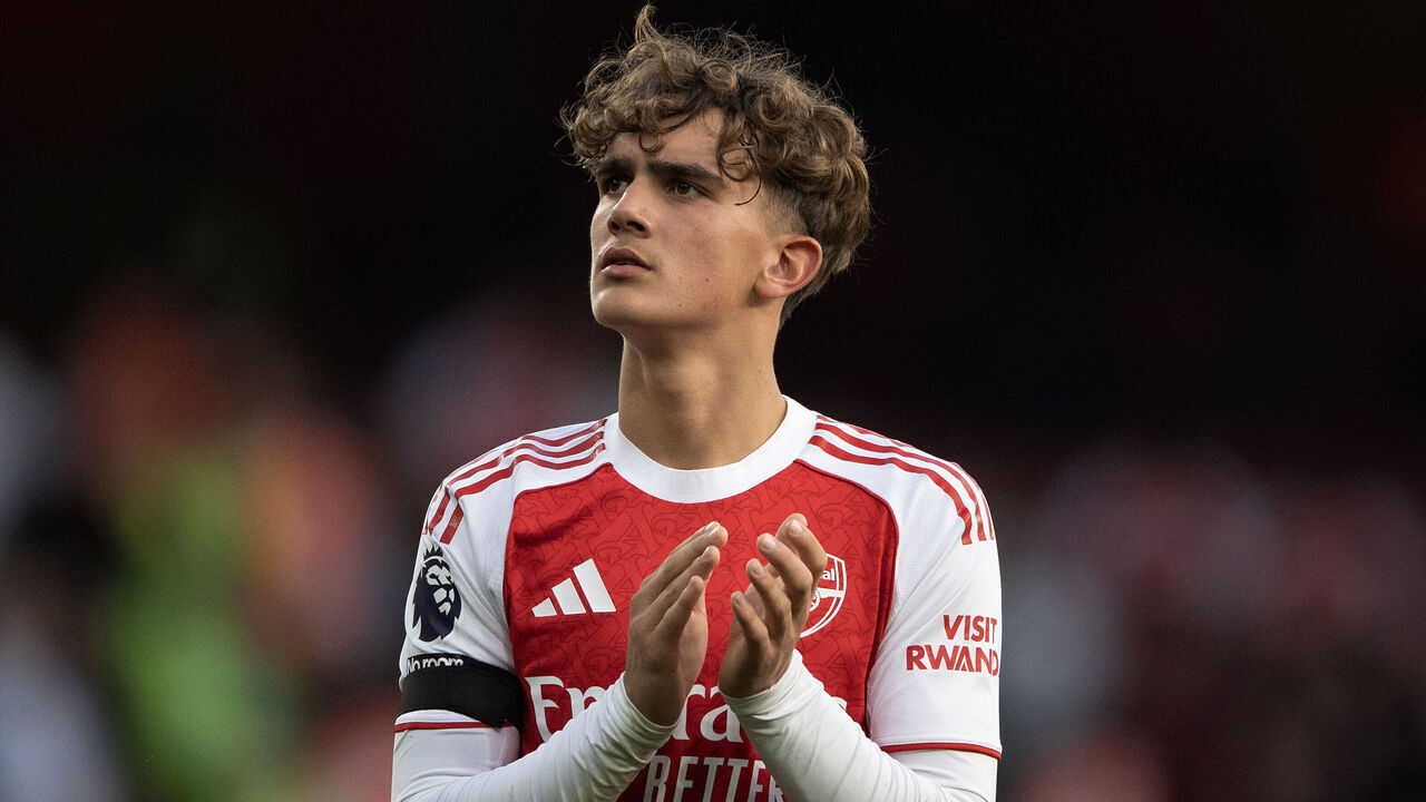 LONDON, ENGLAND - AUGUST 23: Max Dowman of Arsenal reacts after the Premier League match between Arsenal and Leeds United at Emirates Stadium on August 23, 2025 in London, England.