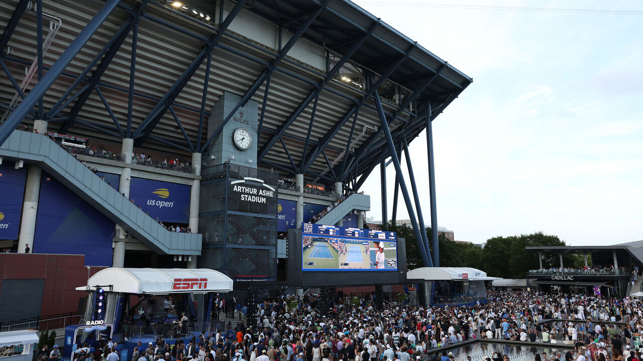 NEW YORK, NEW YORK - AUGUST 24: A general view at Arthur Ashe Stadium during Day One of the 2025 US Open at USTA Billie Jean King National Tennis Center on August 24, 2025 in the Flushing neighborhood of the Queens borough of New York City.