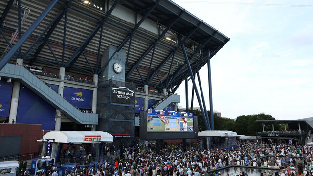NEW YORK, NEW YORK - AUGUST 24: A general view at Arthur Ashe Stadium during Day One of the 2025 US Open at USTA Billie Jean King National Tennis Center on August 24, 2025 in the Flushing neighborhood of the Queens borough of New York City.