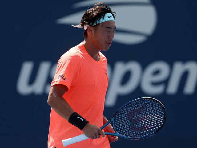 NEW YORK, NEW YORK - AUGUST 25: Coleman Wong of Hong Kong, China looks on against Aleksandar Kovacevic of the United States during their Men's Singles First Round match on Day Two of the 2025 US Open at USTA Billie Jean King National Tennis Center on August 25, 2025 in the Flushing neighborhood of the Queens borough of New York City.