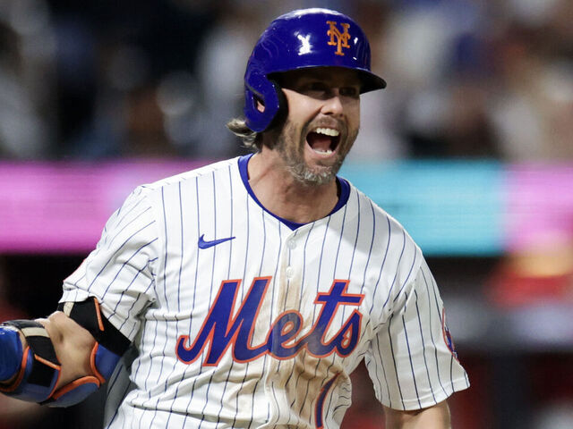 NEW YORK, NEW YORK - AUGUST 25: Jeff McNeil #1 of the New York Mets celebrates after a double hitter in the fourth inning against the Philadelphia Phillies at Citi Field on August 25, 2025 in New York City.