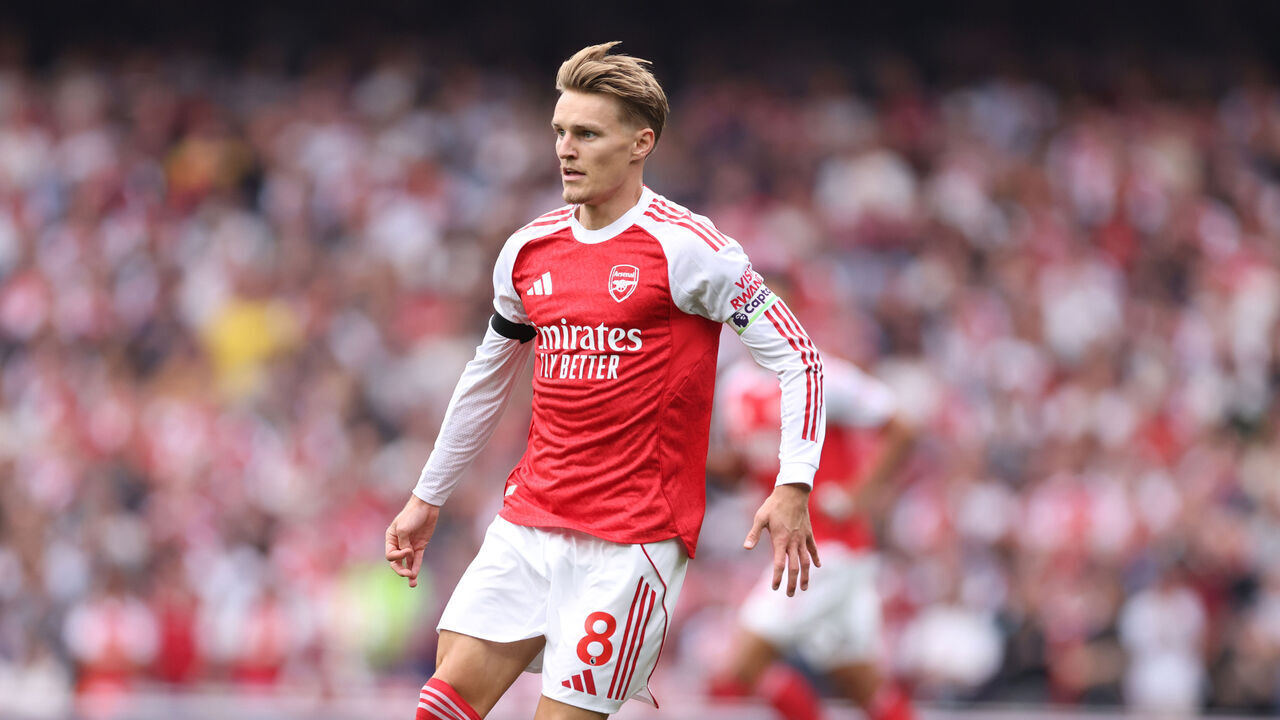LONDON, ENGLAND - AUGUST 23: Martin Odegaard of Arsenal during the Premier League match between Arsenal and Leeds United at Emirates Stadium on August 23, 2025 in London, England.