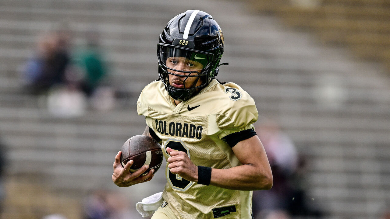 BOULDER, CO - APRIL 19: Kaidon Salter #3 of the Colorado Buffaloes carries the ball in the Black and Gold Spring Game at Folsom Field on April 19, 2025 in Boulder, Colorado.