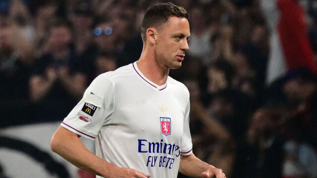Lyon's Serbian midfielder #31 Nemanja Matic runs on the pitch during the French L1 football match between Lyon (Olympique Lyonnais) and Sco Angers at the Parc Olympique Lyonnais Groupama stadium in Decines Charpieu,central-eastern France on May 17, 2025.