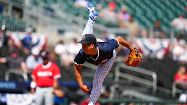 ATLANTA, GA - JULY 12: Jonah Tong #16 of the New York Mets pitches during the 2025 MLB All-Star Futures Game at Truist Park on Saturday, July 12, 2025 in Atlanta, Georgia.