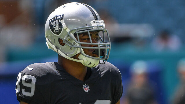 MIAMI, FL - SEPTEMBER 23: Amari Cooper #89 of the Oakland Raiders before the game against the Miami Dolphins at Hard Rock Stadium on September 23, 2018 in Miami, Florida.