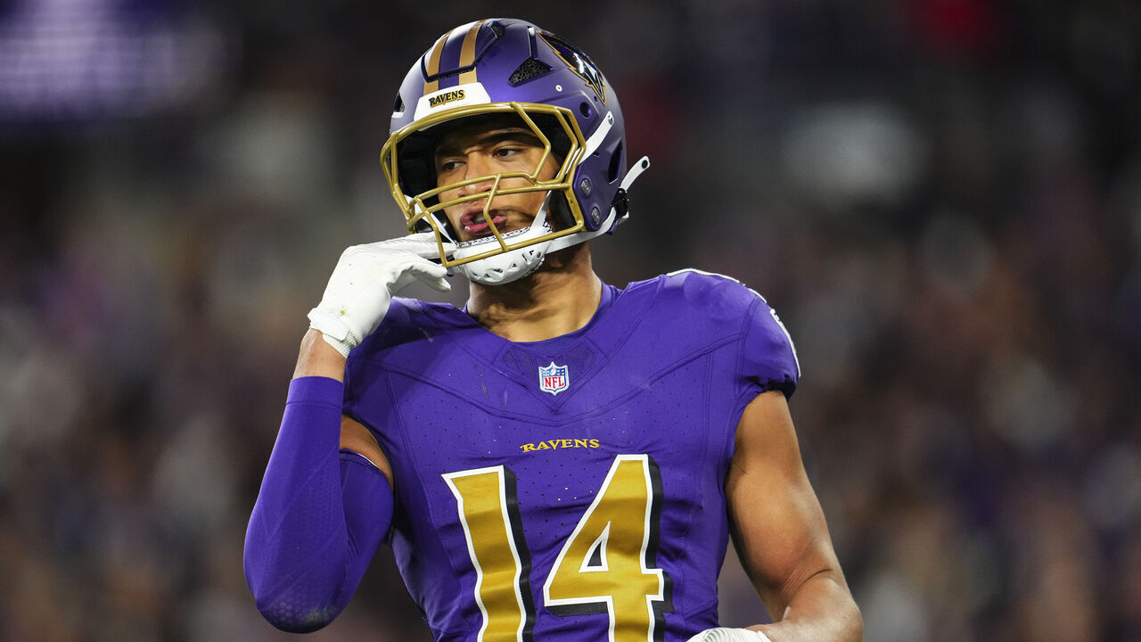 BALTIMORE, MD - NOVEMBER 07: Kyle Hamilton #14 of the Baltimore Ravens looks on from the field during an NFL football game against the Cincinnati Bengals at M&T Bank Stadium on November 7, 2024 in Baltimore, Maryland.