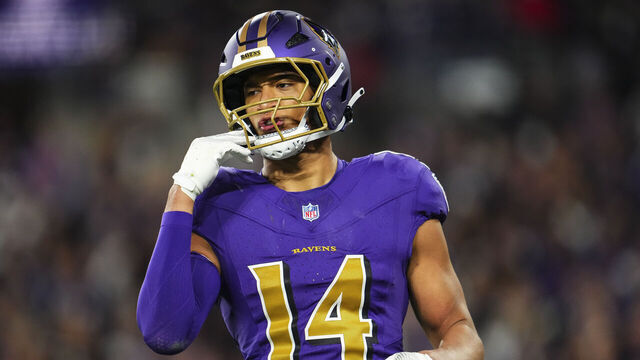 BALTIMORE, MD - NOVEMBER 07: Kyle Hamilton #14 of the Baltimore Ravens looks on from the field during an NFL football game against the Cincinnati Bengals at M&T Bank Stadium on November 7, 2024 in Baltimore, Maryland.