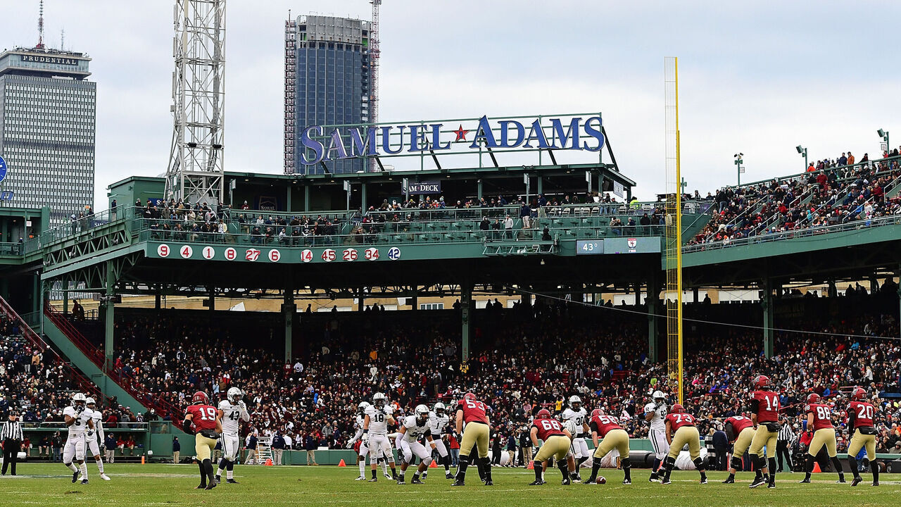BOSTON, MA - NOVEMBER 17: A general view during the game between the Harvard Crimson and the Yale Bulldogs at Fenway Park on November 17, 2018 in Boston, Massachusetts.