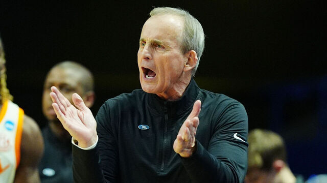 LEXINGTON, KY - MARCH 20: Tennessee Volunteers coach Rick Barnes coaching on the sidelines against the Wofford Terriers during the first round of the NCAA Men's Division 1 Championship at Rupp Arena on March 20, 2025, in Lexington, Kentucky.