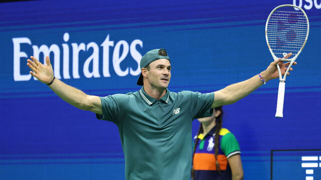 USA's Tommy Paul celebrates after winning his men's singles second round tennis match against Portugal's Nuno Borges on day five of the US Open tennis tournament at the USTA Billie Jean King National Tennis Center in New York City, early on August 29, 2025.