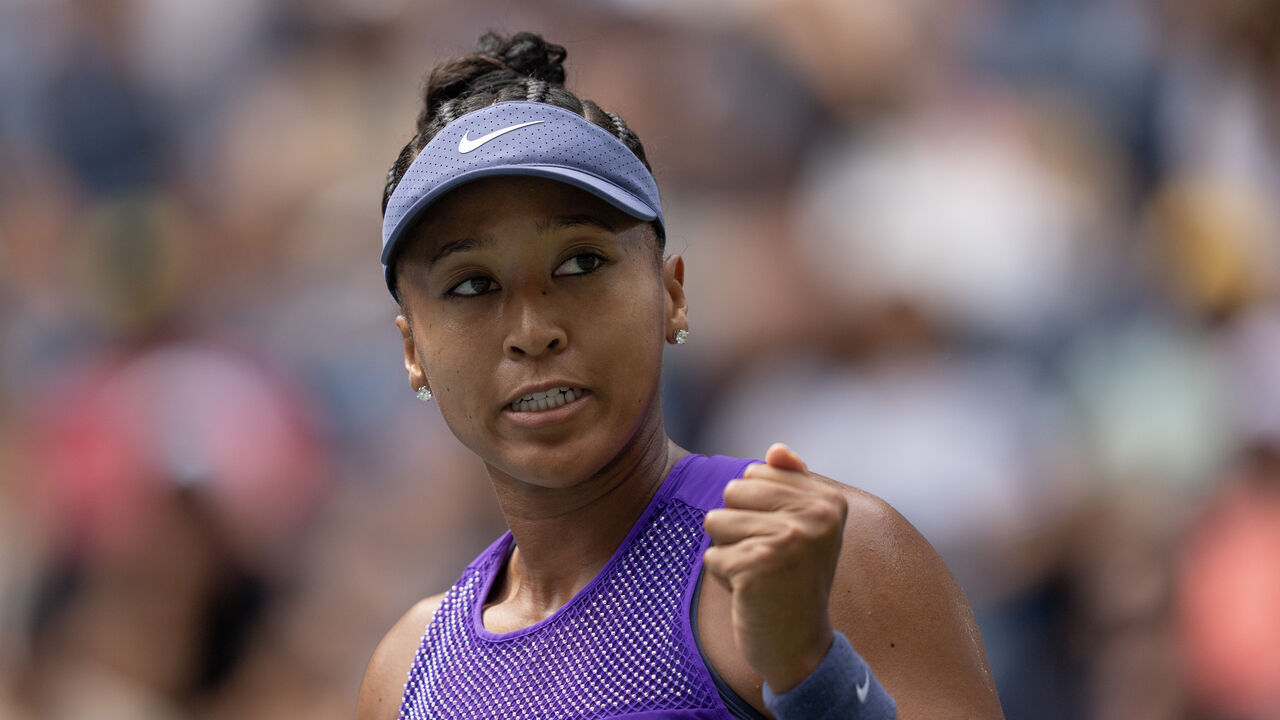 NEW YORK, NEW YORK - AUGUST 28: Naomi Osaka of Japan reacts against Hailey Baptiste of the United States during their Women's Singles Second Round match on Day Five of the 2025 US Open at USTA Billie Jean King National Tennis Center on August 28, 2025 in New York City.